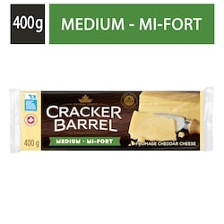 Cracker Barrel Medium White Cheddar Cheese 400 g, $2.25/100g