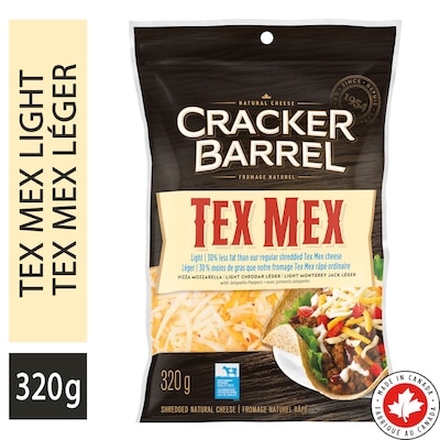 Cracker Barrel Fromage râpé tex mex léger. 320 g, 2,50 $/100g