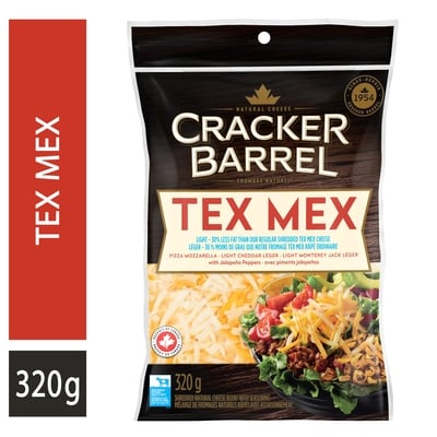 Cracker Barrel Fromage râpé tex mex léger 320 g, 2,50 $/100g