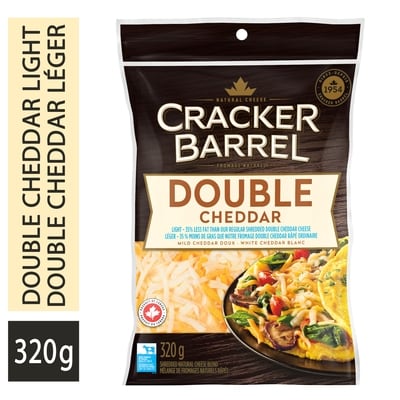 Cracker Barrel Double Cheddar Light Shredded Cheese 320 g, $2.50/100g