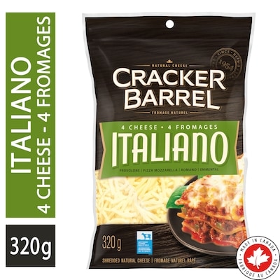 Cracker Barrel Fromage râpé 4 fromages italiano. 320 g, 2,50 $/100g