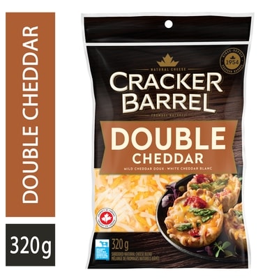 Cracker Barrel Double Cheddar Shredded Cheese 320 g, $2.50/100g
