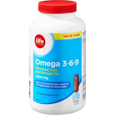 Life Brand Omega 3-6-9 1200 mg 200 Softgels Value Pack 200 ea, $0.10/1ea