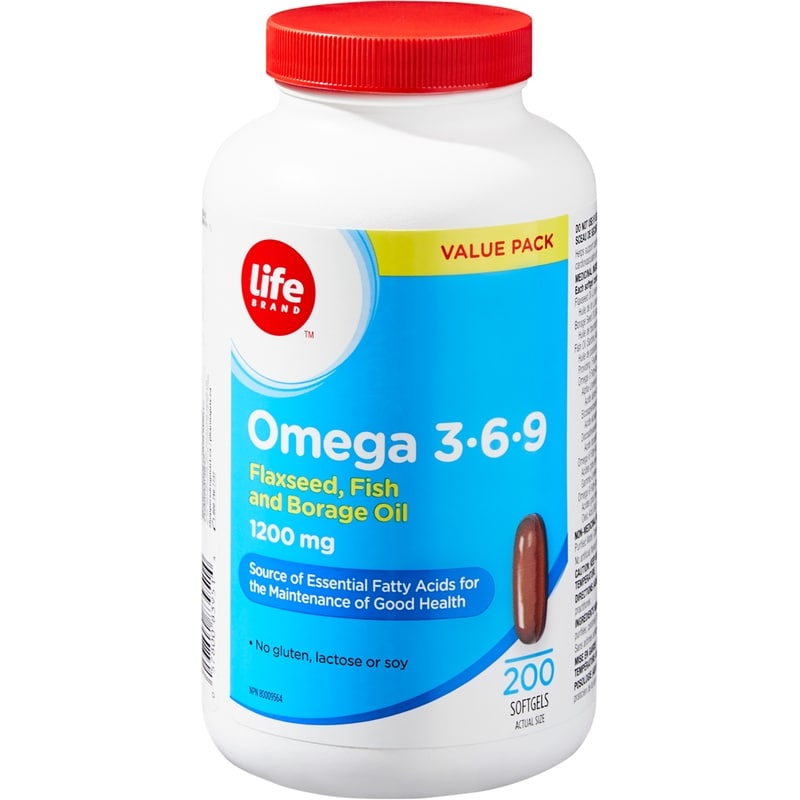 Omega 3-6-9 1200 mg 200 Softgels Value Pack