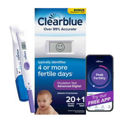 Clearblue Advanced Digital Ovulation Test, Plus Bonus Rapid Detection Pregnancy Test, 20 Ovulation Tests & 1 Pregnancy Test 20 ea, $4.25/1ea