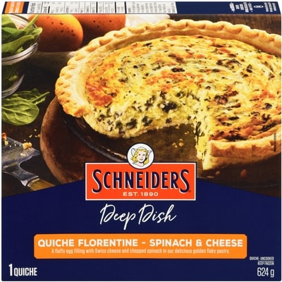 Schneiders Deep Dish Quiche Florentine, Spinach & Cheese 624 g, $2.88/100g