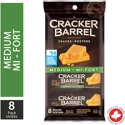 Cracker Barrel Portion Snack Medium Cheddar Cheese 8X21G 168 g, $4.16/100g