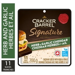 Cracker Barrel Signature Herb & Garlic Cheddar Cheese Slices 200 g, $2.39/100g