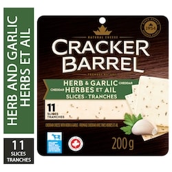 Cracker Barrel Herb & Garlic Cheddar Cheese Slices 200 g, $2.50/100g