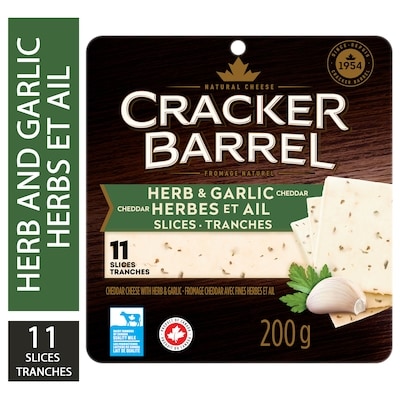 Cracker Barrel Herb & Garlic Cheddar Cheese Slices 200 g, $3.00/100g