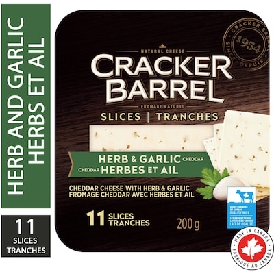 Cracker Barrel Herb & Garlic Cheddar Cheese Slices 200 g, $3.00/100g