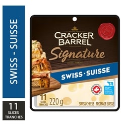 Cracker Barrel Signature Swiss Cheese Slices 220 g, $2.18/100g