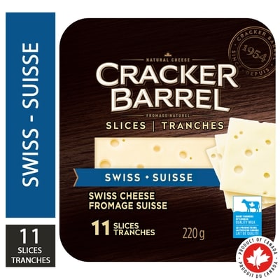 Cracker Barrel Swiss Cheese Slices 220 g, $2.73/100g