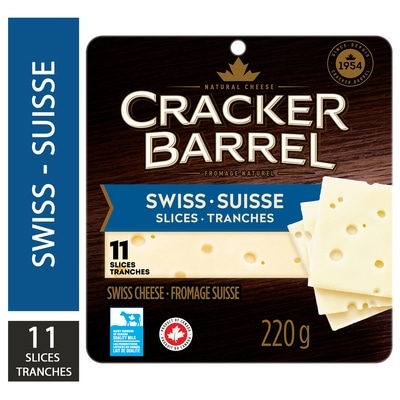 Cracker Barrel Swiss Cheese Slices 220 g, $3.18/100g