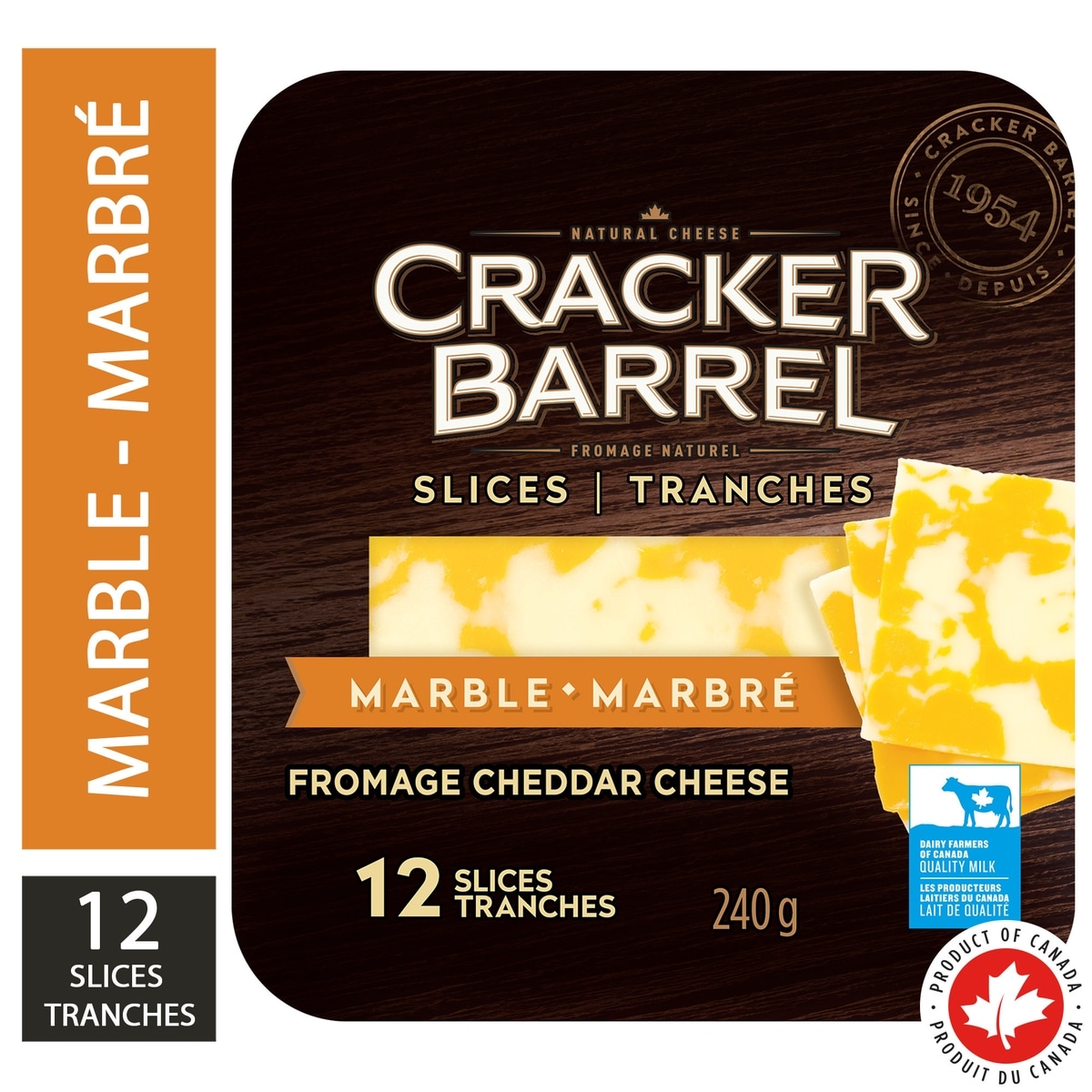 Cracker Barrel Cheese Slices Marble, 12 Units, 240 g, $2.91/100g