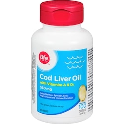 Cod Liver Oil With Vitamin A & D3, 550Mg, 100 Softgels