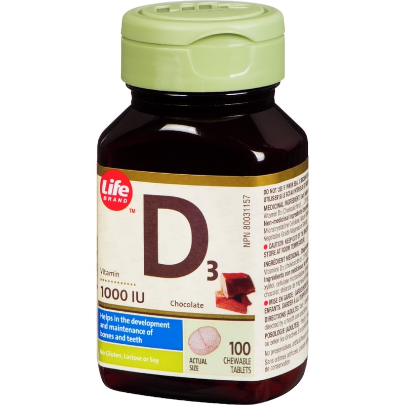 Vitamin D3 1000 Iu, Chocolate, 100 Chewable Tablets
