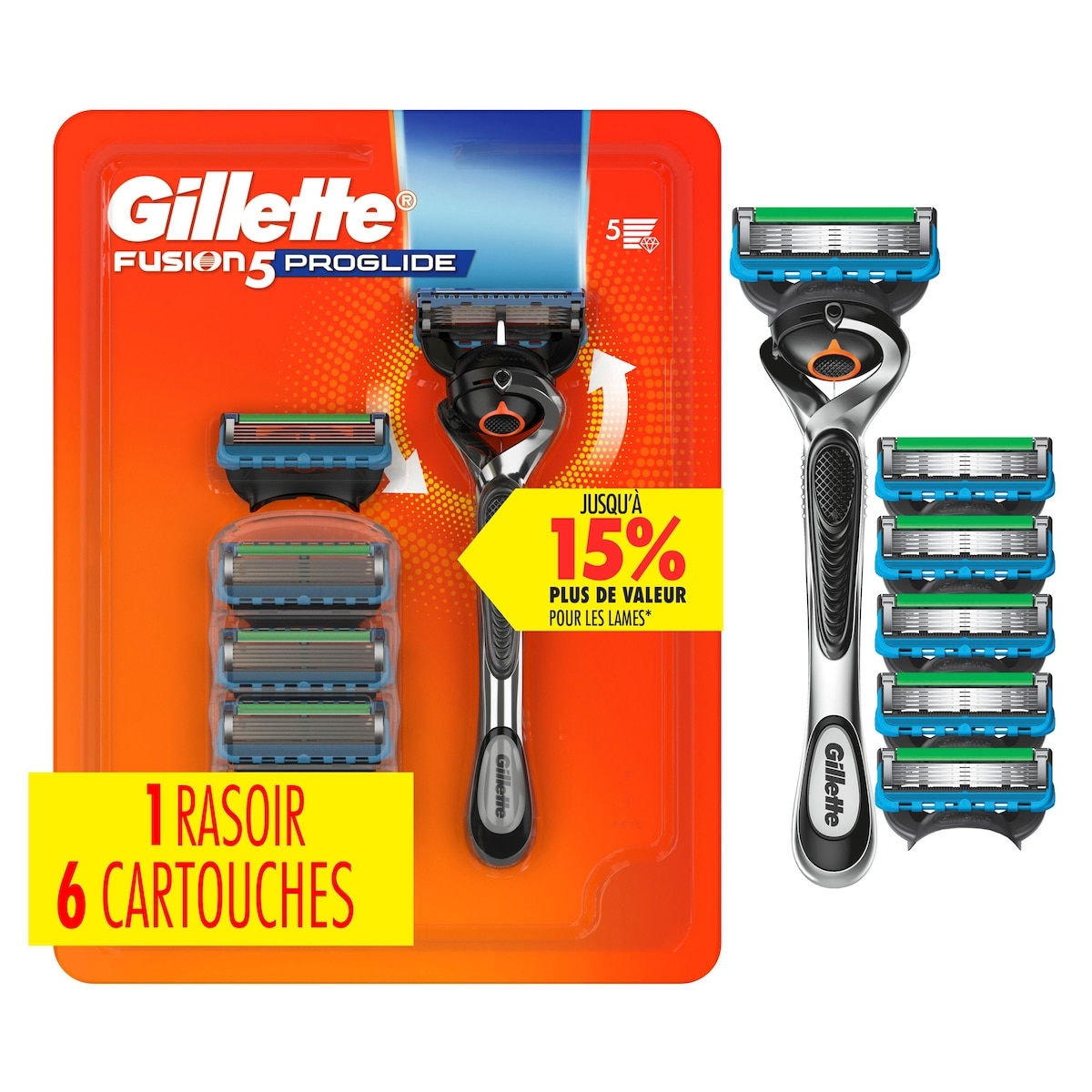 Gillette Rasoir ProGlide pour hommes, manche avec 6 cartouches de rechange 1 ea, 41,49 $/1ch