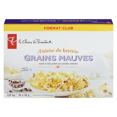 le Choix du Président Maïs à éclater au micro-ondes à grains mauves, arôme de beurre  24x1980.0 g, 0,66 $/100g