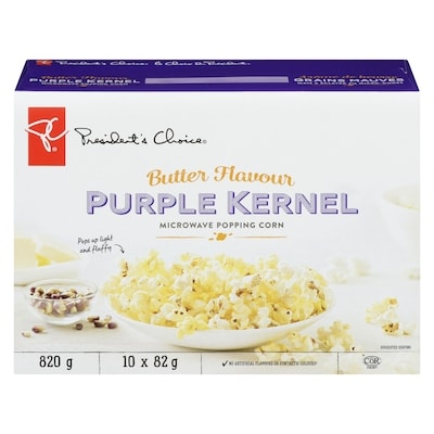 President's Choice Butter Flavour Purple Kernel Microwave Popcorn 822 g, $0.97/100g
