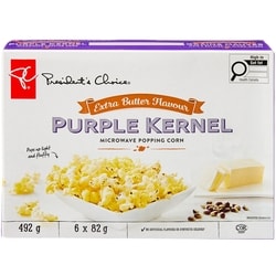 President's Choice Extra Butter Flavour Purple Kernel Microwave Popcorn 493 g, $0.91/100g