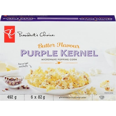President's Choice Butter Flavour Purple Kernel Microwave Popcorn 493 g, $1.01/100g