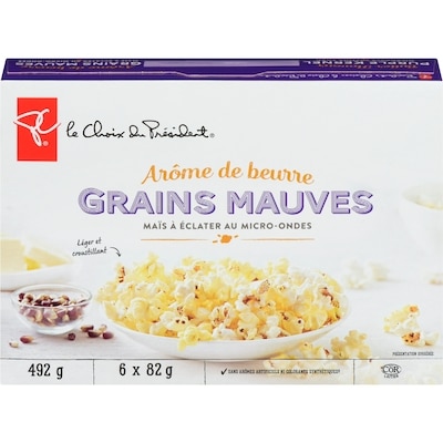 le Choix du Président Maïs à grains mauves à éclater au micro-ondes, arôme de beurre 493 g, 1,01 $/100g