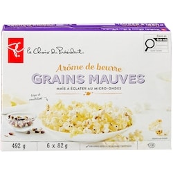 le Choix du Président Maïs à éclater au micro-ondes Grains mauves à arôme de beurre 493 g, 0,91 $/100g