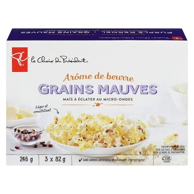 le Choix du Président Maïs à grains mauves à éclater au micro-ondes à arôme de beurre 247 g, 1,42 $/100g