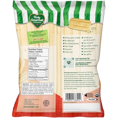 Biscottes de lentilles et pois chiches biologiques pomme et patate douce