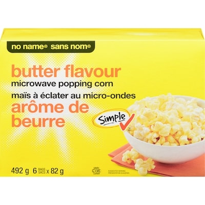 No Name Microwave Butter Flavour Popcorn 6x82.0 g, $4.27/100g