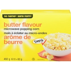 Sans Nom Maïs à éclater au micro-ondes, arôme de beurre 6x82.0 g, 4,27 $/100g