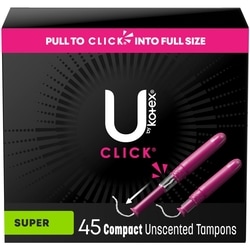Click Compact Tampons, Super, Unscented, 45 Count
