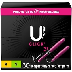 Click Compact Multipack Tampons, Regular/Super, Unscented, 30 Count