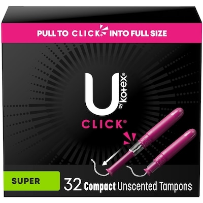 U by Kotex Click Compact Tampons, Super, Unscented, 32 Count 32 ea, $0.37/1ea