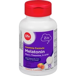 Melatonin Plus L-Theanine, 5-Htp, Tropical Flavours, 30 Chewable Tablets