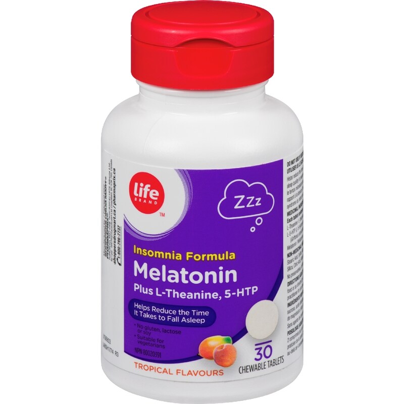 Melatonin Plus L-Theanine, 5-Htp, Tropical Flavours, 30 Chewable Tablets