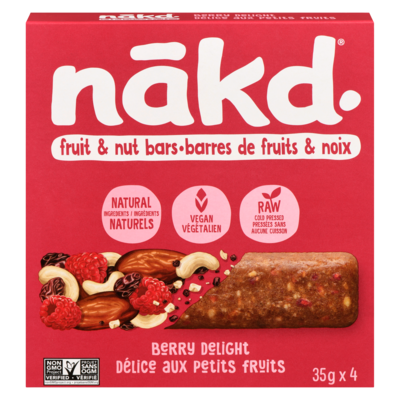Naked Raw Fruit & Nut Bars Berry Delight 4x35.0 g, $5.35/100g