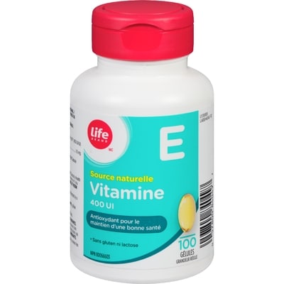 Life Vitamine E, source naturelle, 400 UI, 100 gélules 100 ea, 0,14 $/1ch