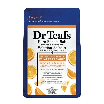 Dr. Teal's Salt Soak with Pure Epsom Salt, Glow & Radiance with Vitamin C & Citrus Essential Oils 1.36 kg, $0.81/100g