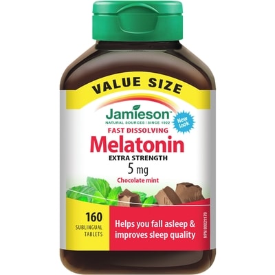 Jamieson Melatonin Fast Dissolving Chocolate Mint Tablets 5 mg, 160 Count 160 ea, $0.14/1ea