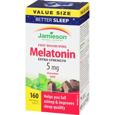 Melatonin Fast Dissolving Chocolate Mint Tablets 5 mg, 160 Count
