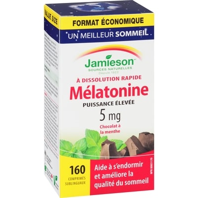 Mélatonine 5 mg Comprimés à dissolution rapide - Chocolat à la menthe, 160 count