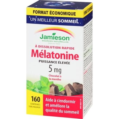 Mélatonine 5 mg Comprimés à dissolution rapide - Chocolat à la menthe, 160 count