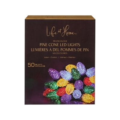 Life at Home Jeu de 50 lumières à DEL à facettes en pommes de pin – multicolore 1 ea, 29,00 $/1ch