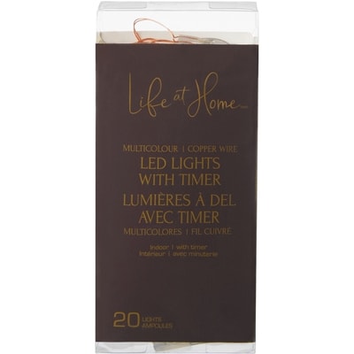 Jeu de 20&nbsp;lumières à DEL avec minuterie – multicolore