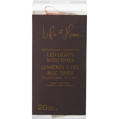 Jeu de 20&nbsp;lumières à DEL avec minuterie – multicolore