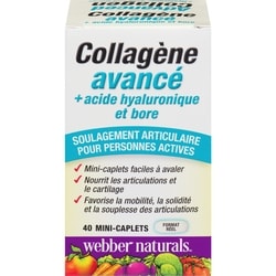 Webber Naturals Collagène avancé + acide hyaluronique et bore avec du collagène de type ii 40 ea, 0,56 $/1ch