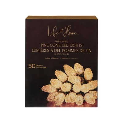 Life at Home Jeu de 50 lumières à DEL à facettes en pommes de pin – blanc chaud 1 ea, 29,00 $/1ch
