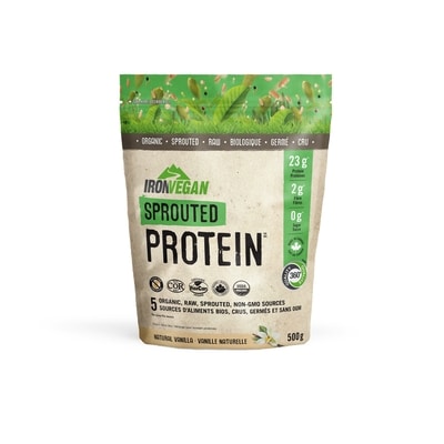 Iron Vegan Sprouted Protein, Vanille Française 500 g, 8,60 $/100g